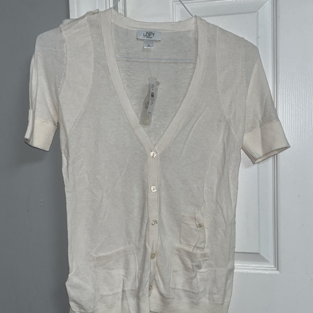 Loft short sleeve button down cardigan